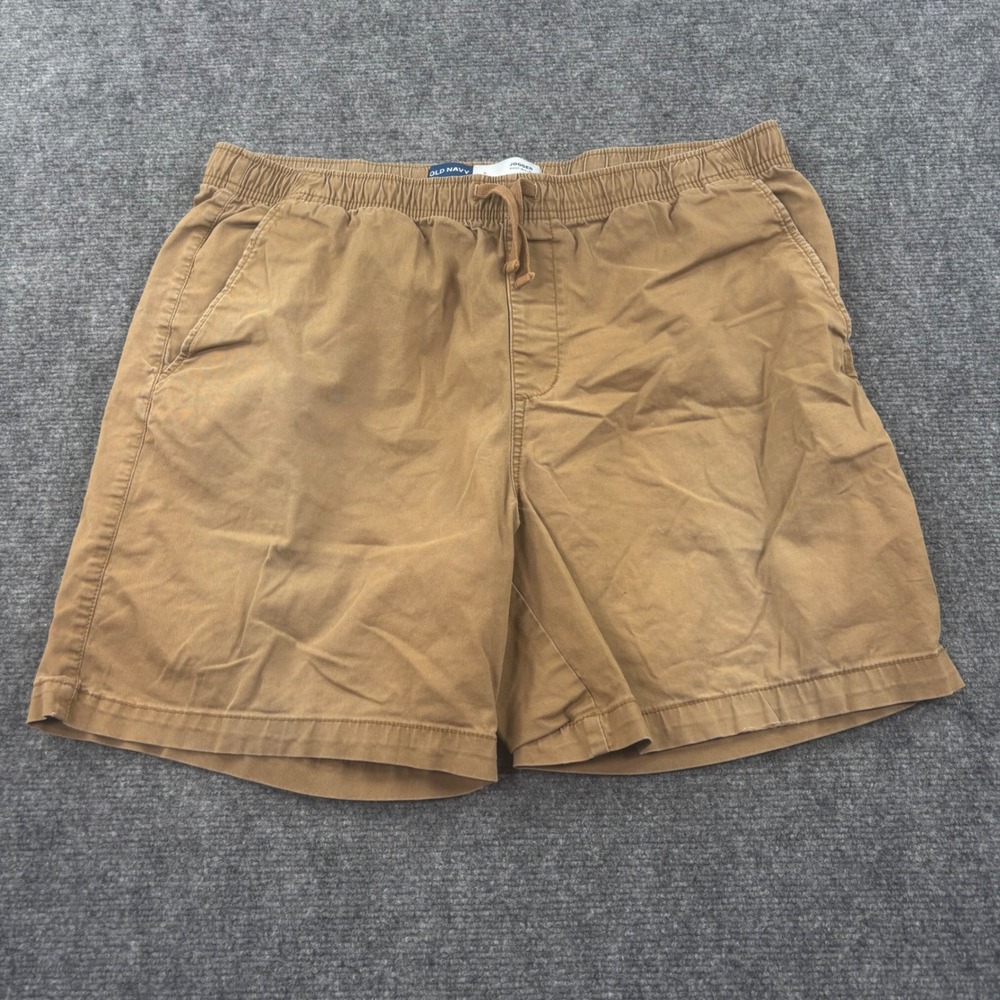 Old Navy Jogger Shorts Large Brown Built-In Flex Elastic Waist Mens